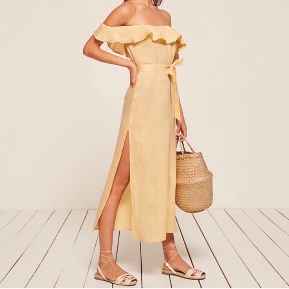 Reformation Madrid Dress XS yellow